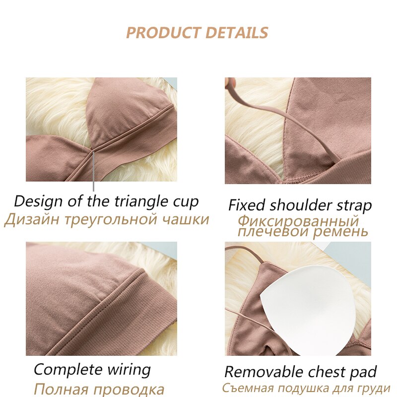 Áo ngực TAKETALK hình tam giác cổ chữ V không gọng không đường may 3 màu trơn tuỳ chọn cỡ S-L cho nữ