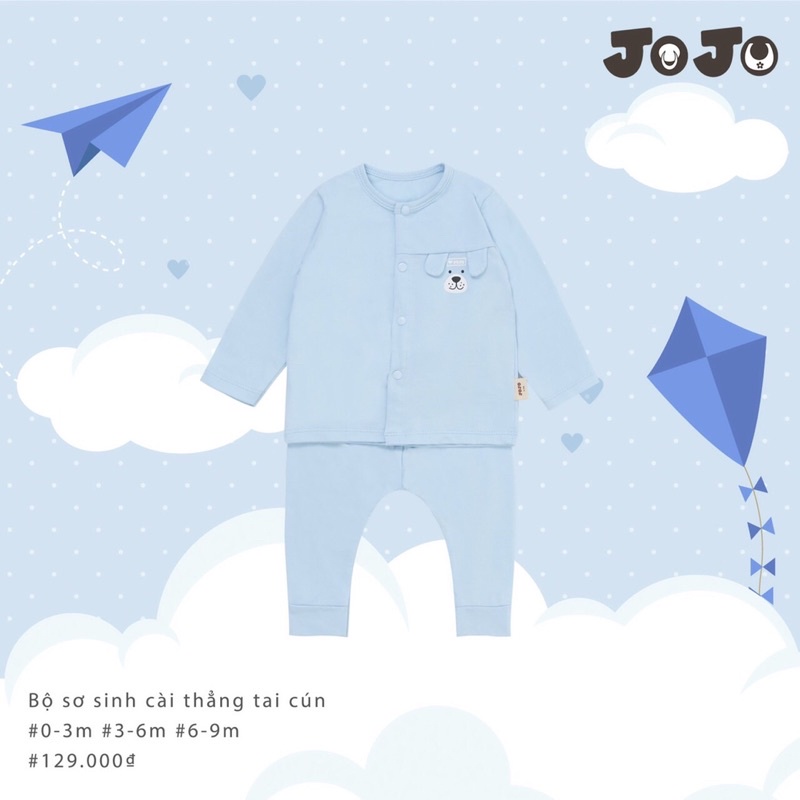 Joyo - Bộ sơ sinh dài cài thẳng tai cún JY0369 (phom nhỏ, xem bảng size phần mô tả)