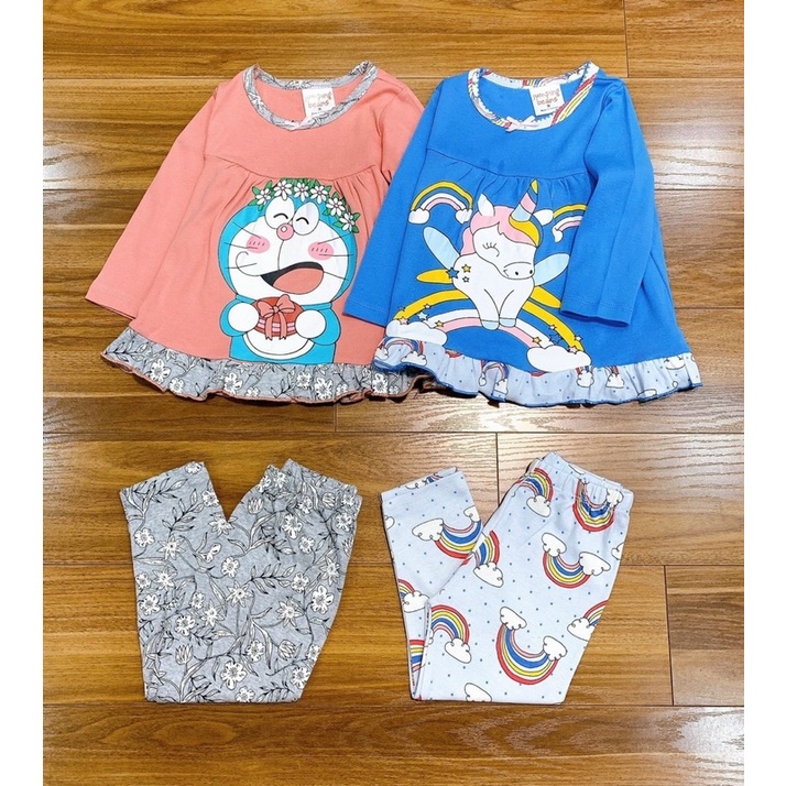 Bộ cotton bèo gấu bé gái (3-8y)