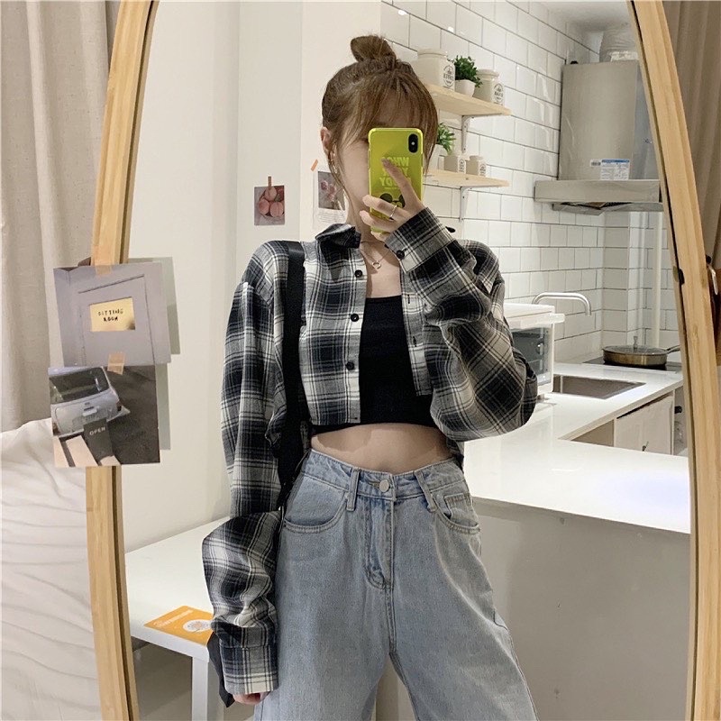 [ SẴN ] Áo khoác caro croptop | BigBuy360 - bigbuy360.vn