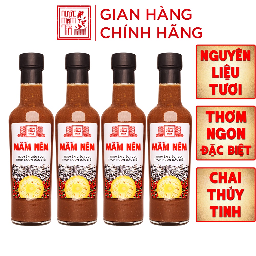 [COMBO 4 CHAI] Mắm nêm pha sẵn cao cấp Làng Chài Xưa, nguyên liệu tươi, thơm ngon đặc biệt, chai thủy tinh 300g