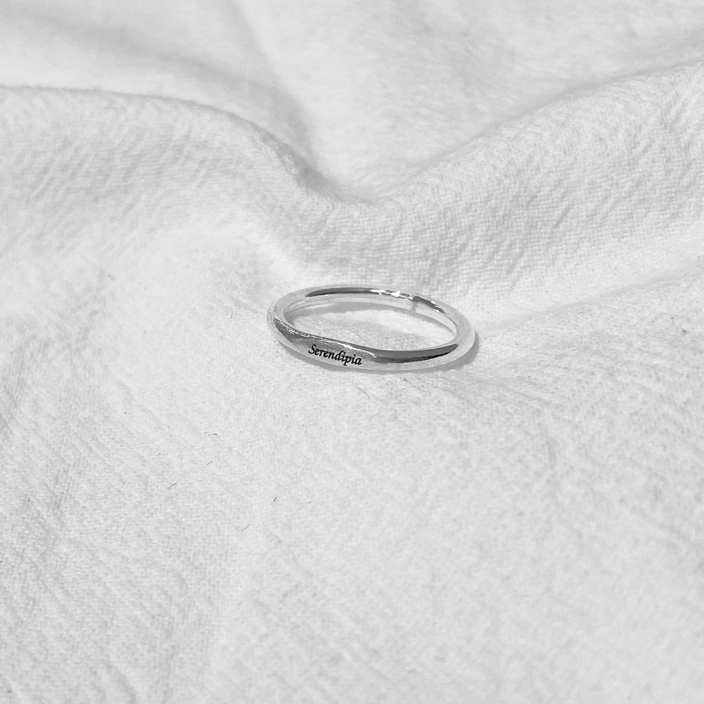 Nhẫn bạc TLEE dẹt bo tròn trơn khắc chữ TleeJewelry A0335