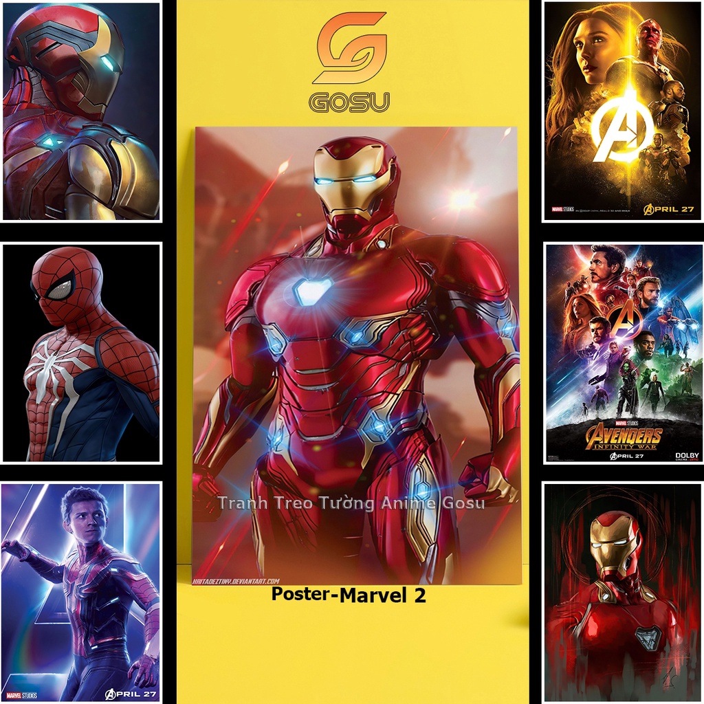 Tấm Áp Phích Anime Marvel Spider Man Iron Man Poster Anime Trang Trí Phòng Ngủ Decor Góc Học Tập Tranh Anime Khổ A3
