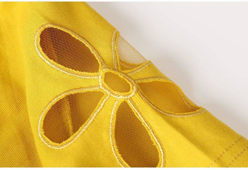 Áo kiểu tay ngắn cổ chữ V dáng rộng làm từ 95% cotton thời trang cho nữ