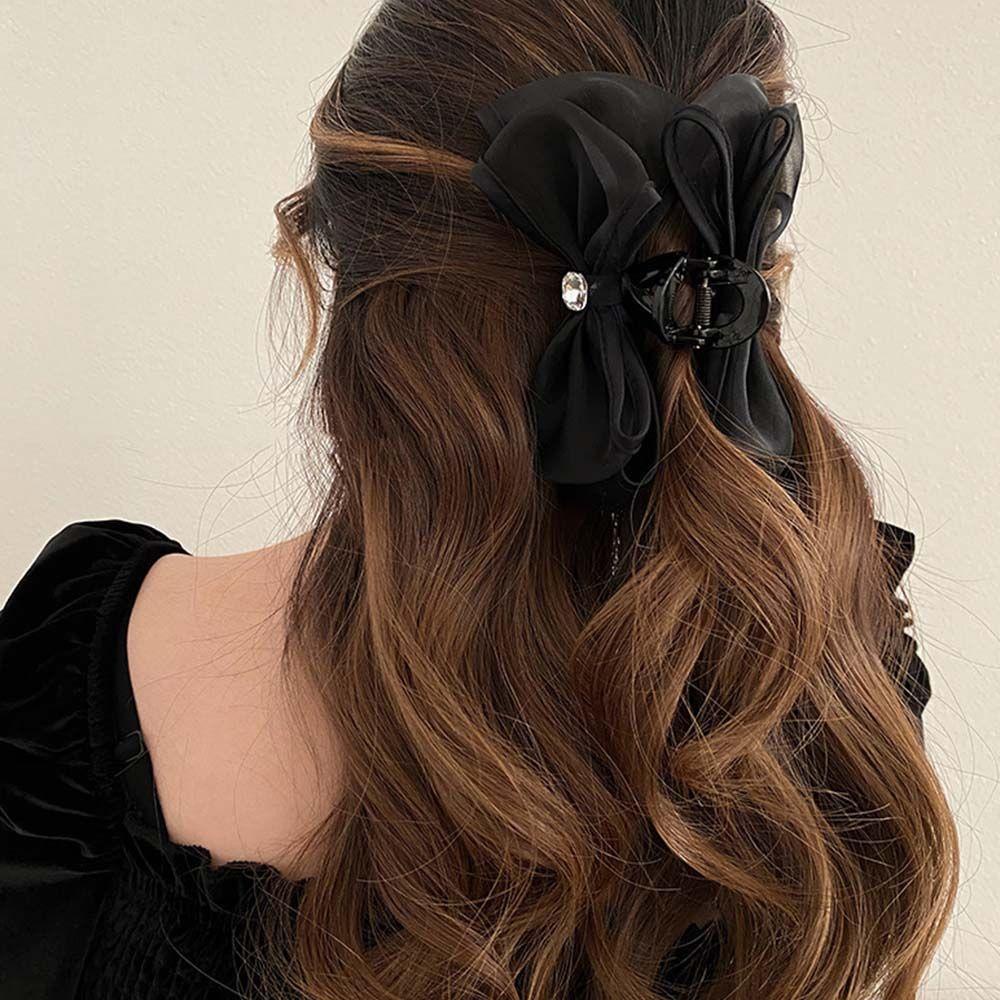 NICKOLAS Kẹp Tóc Nơ Lưới Cỡ Lớn Phong Cách Hàn Quốc Thời Trang