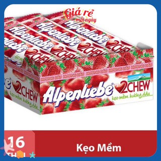Kẹo mền Alpenliebe 2Chew hương dâu hộp 16 thỏi banhkeogiare