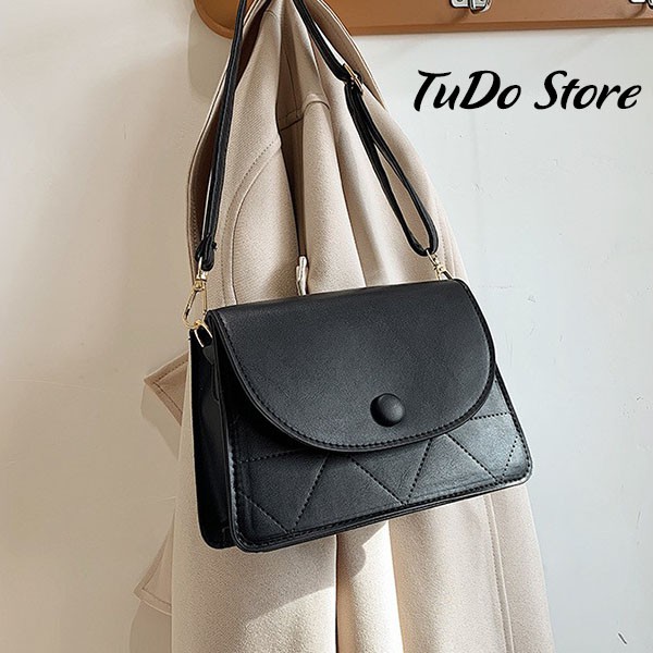 Túi xách nữ, Túi đeo chéo đơn giản cá tính hai màu be đen T8
