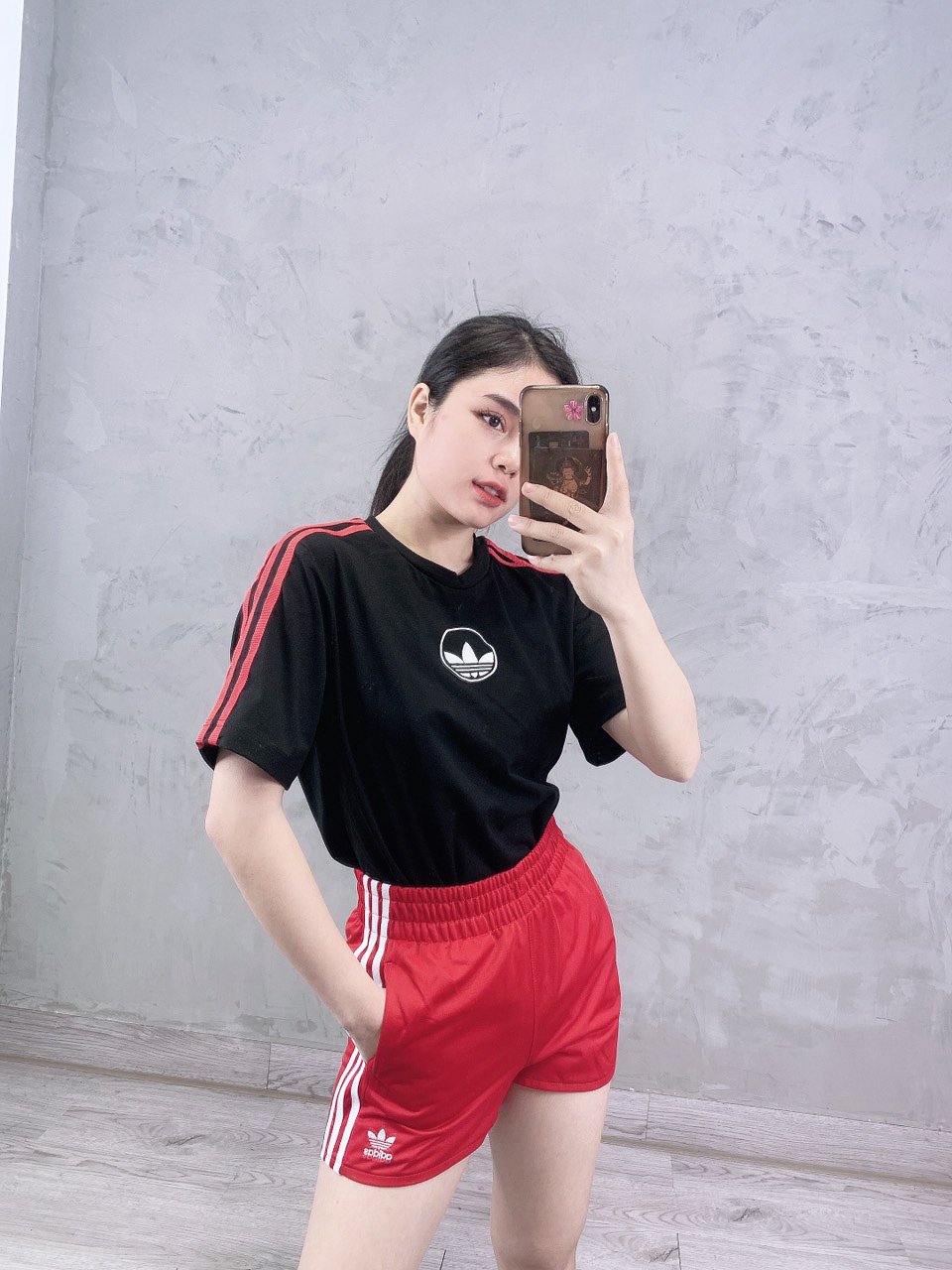 (HÀNG XUẤT XỊN) Áo das đen 3 sọc đỏ 1711 3-Stripes Circle Trefoil Tee  Made in Cambodia full tag code | BigBuy360 - bigbuy360.vn