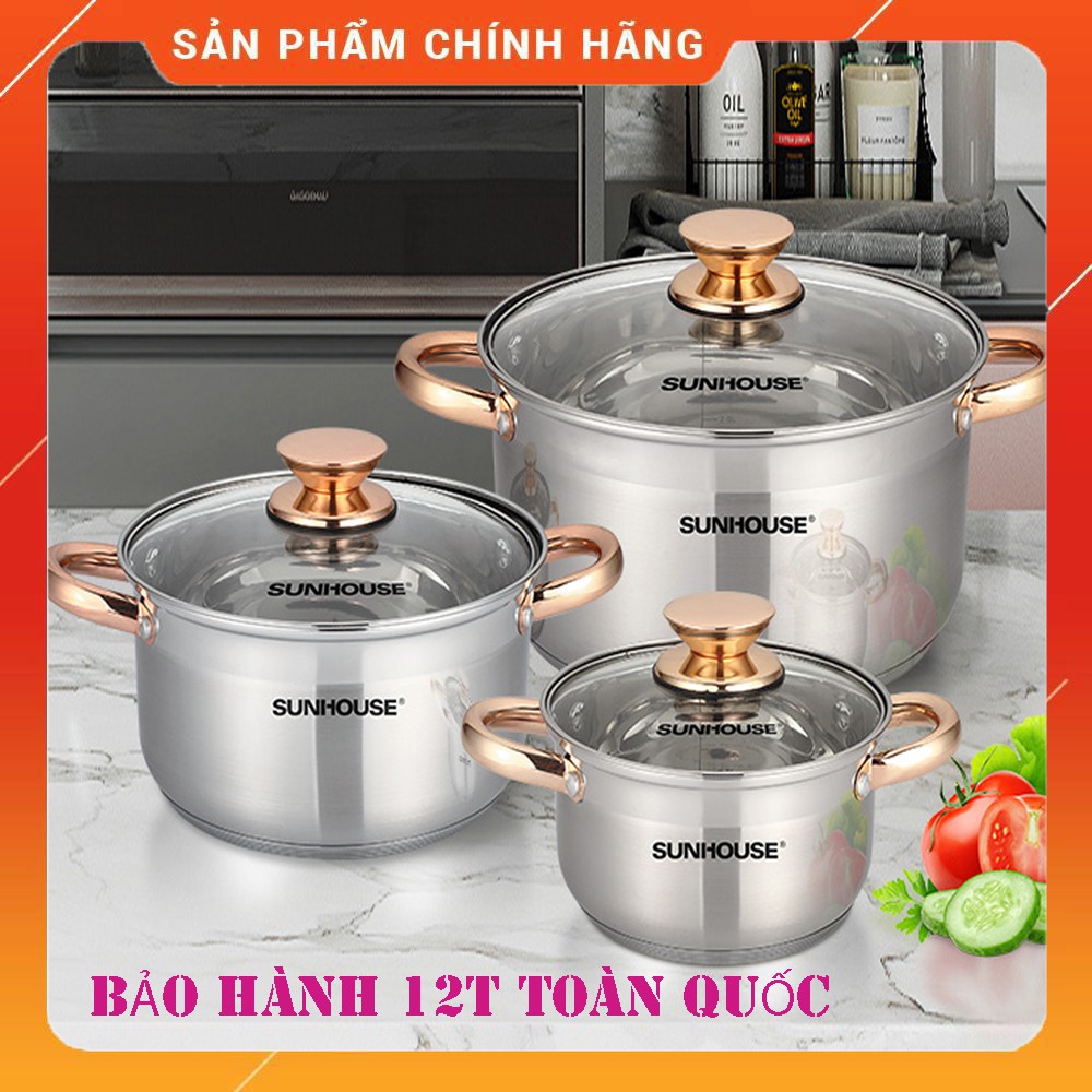 [GIÁ SỈ - CHÍNH HÃNG] Bộ nồi inox 5 đáy - Sunhouse SH781 - HÀNG CHẤT LƯỢNG CAO SUNHOUSE