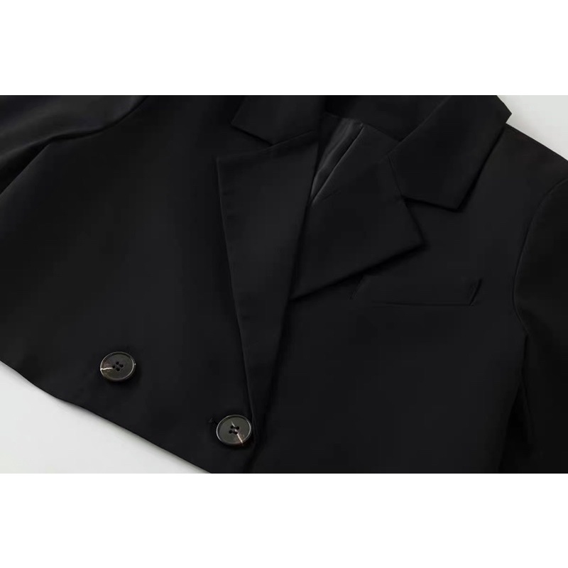 Áo khoác Blazer Crop 1 nút  + Chân Váy dáng A QCCC