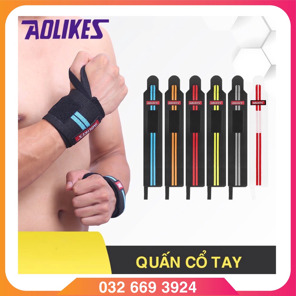 Băng quấn cổ tay AOLIKES phụ kiện tập GYM chính hãng - Chống bong gân 6 màu