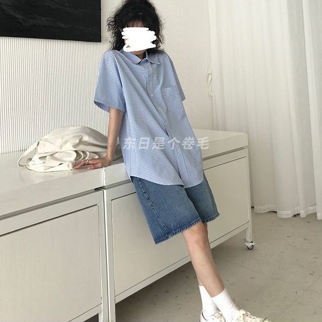 Quần short denim COZOK lưng cao ống rộng phong cách cổ điển