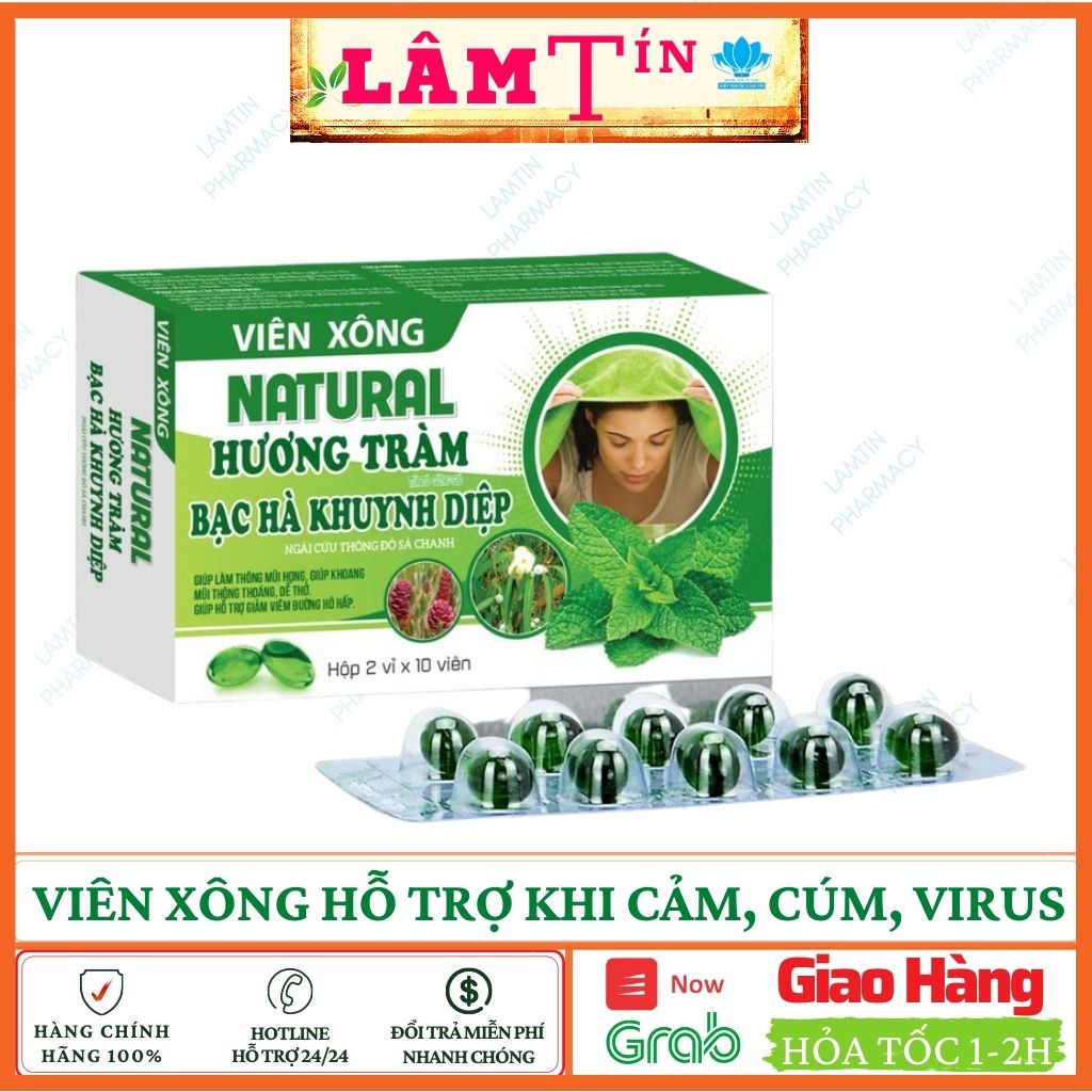 Viên Xông Hương Tràm Xông Mũi Họng, Giảm Ngạt Mũi, Thông thoáng Đường Hô Hấp - Hộp 2 vỉ x 10 Viên