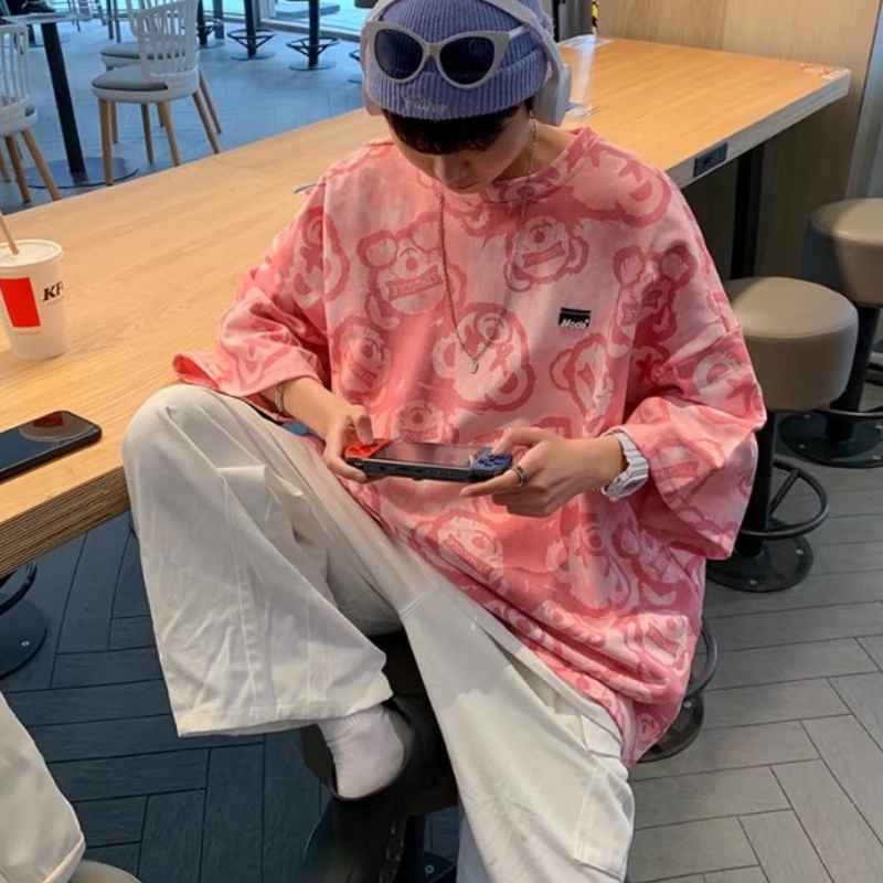 Áo Thun Tay Ngắn Cổ Tròn In Hình Gấu Thời Trang Mùa Hè Dành Cho Nam Size M-3XL