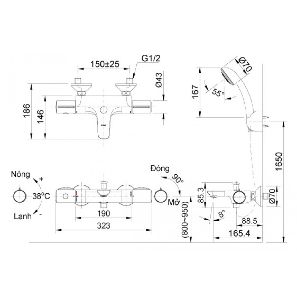 Sen tắm nhiệt độ Inax BFV-3413T-4C