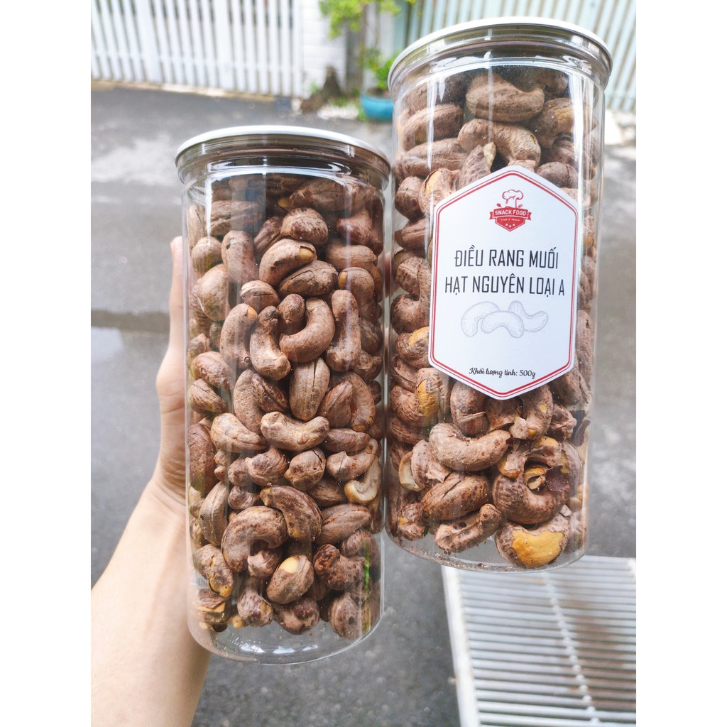 HẠT ĐIỀU Bình Phước rang muối loại 1 nguyên hạt vỏ lụa, hủ pet 500gr, Đồ ăn vặt Snack food