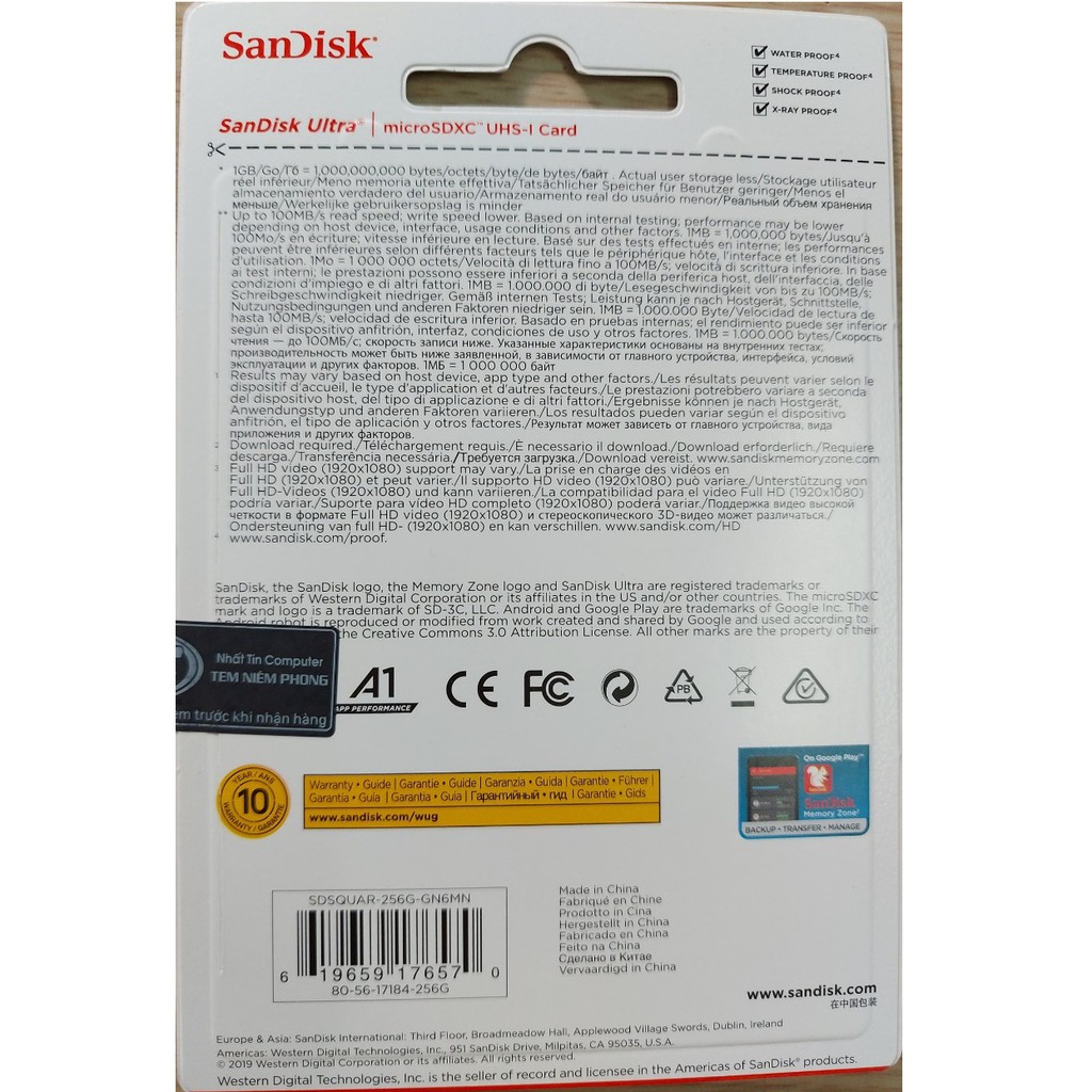 Thẻ nhớ MicroSDXC SanDisk Ultra A1 256GB Class 10 U1 100MB/s box Anh - No Adapter (Đỏ)