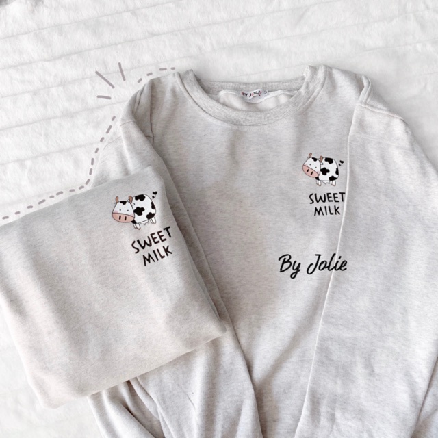 Áo sweater nỉ bông mềm mịn mỏng Sweet Milk phù hợp se lạnh