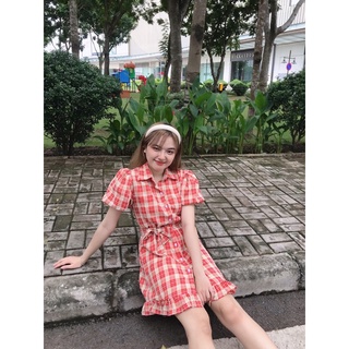 Đầm caro cột dây