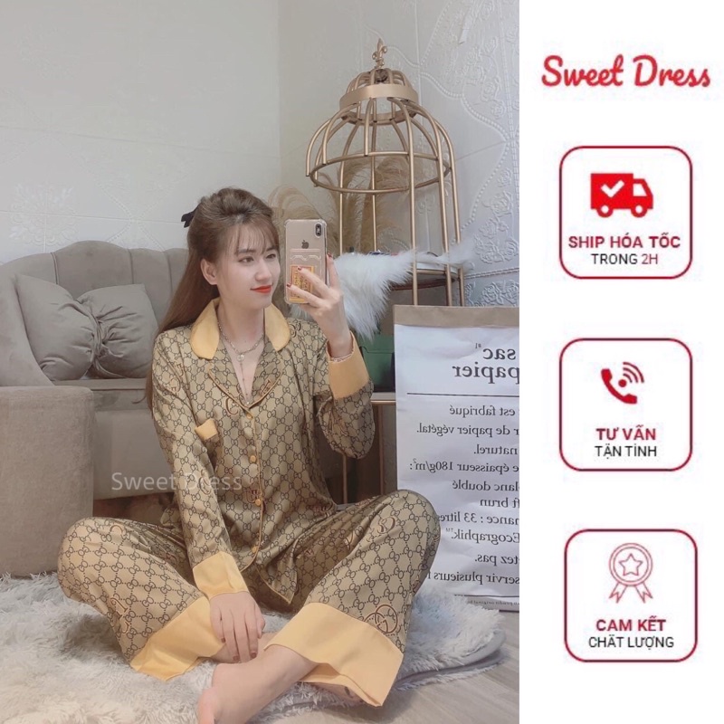 Bộ Đồ Pijamas Lụa Sang Chảnh Dài Dài