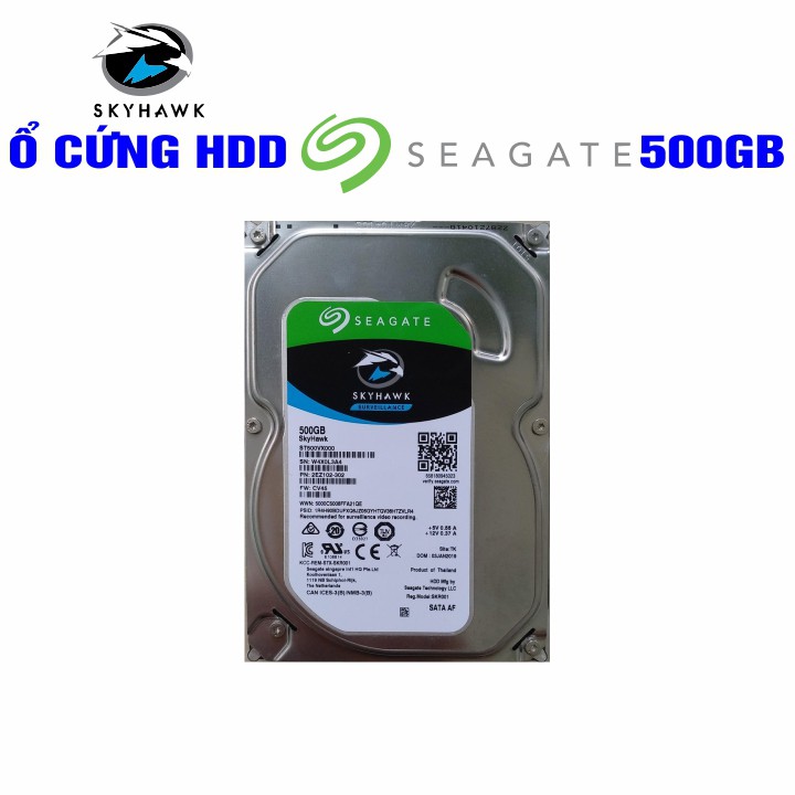 Ổ cứng Camera HDD 3.5” Seagate Skyhawk 500GB - Chính Hãng – Bảo hành 12 tháng 1 đổi 1 – Tháo máy đồng bộ mới 99%