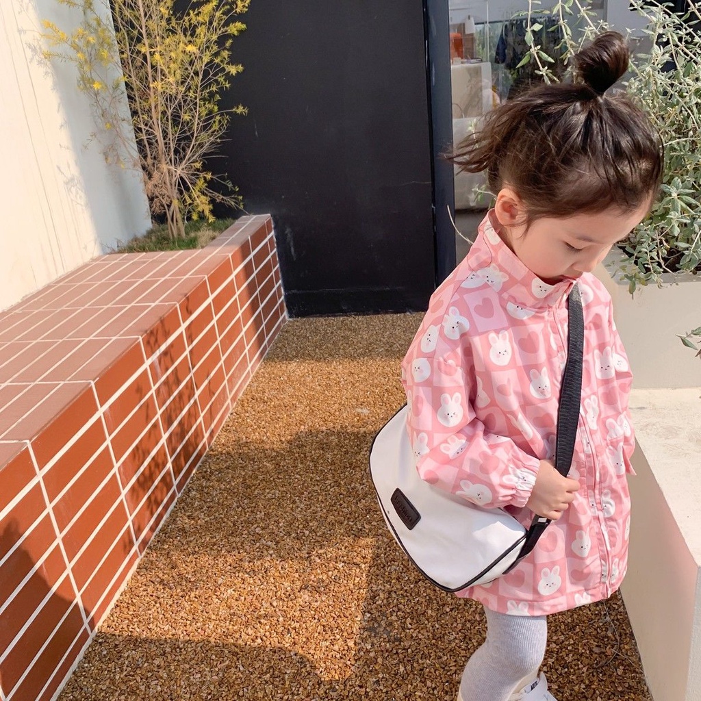 Áo Khoác Mỏng Tay Dài In Họa Tiết Hoạt Hình Phong Cách Hàn Quốc Thời Trang Xuân Thu Cho Bé Gái