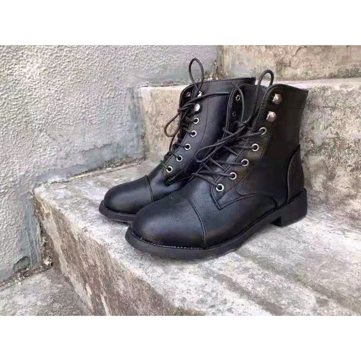 Boots cao cổ da mềm ba độ cao (giày Martin)