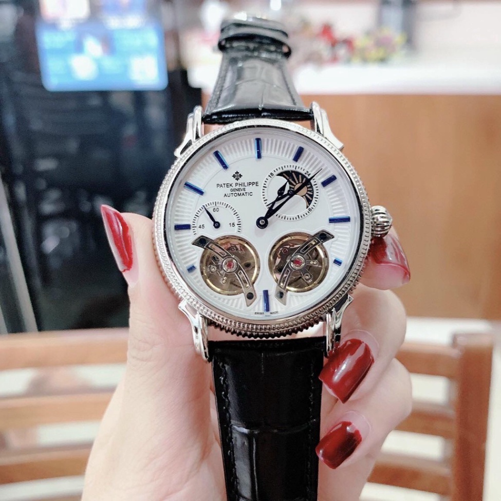 Đồng Hồ Nam Patek Philippe PA32 Viền băm Lộ 2 tourbilon Máy Cơ Automatic Nhật