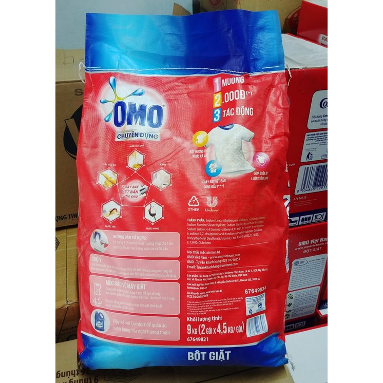 [Hoả Tốc] OMO BỘT GIẶT 9KG CHUYÊN DỤNG cho máy cửa trên, cửa trước, giặt tay 9 kí