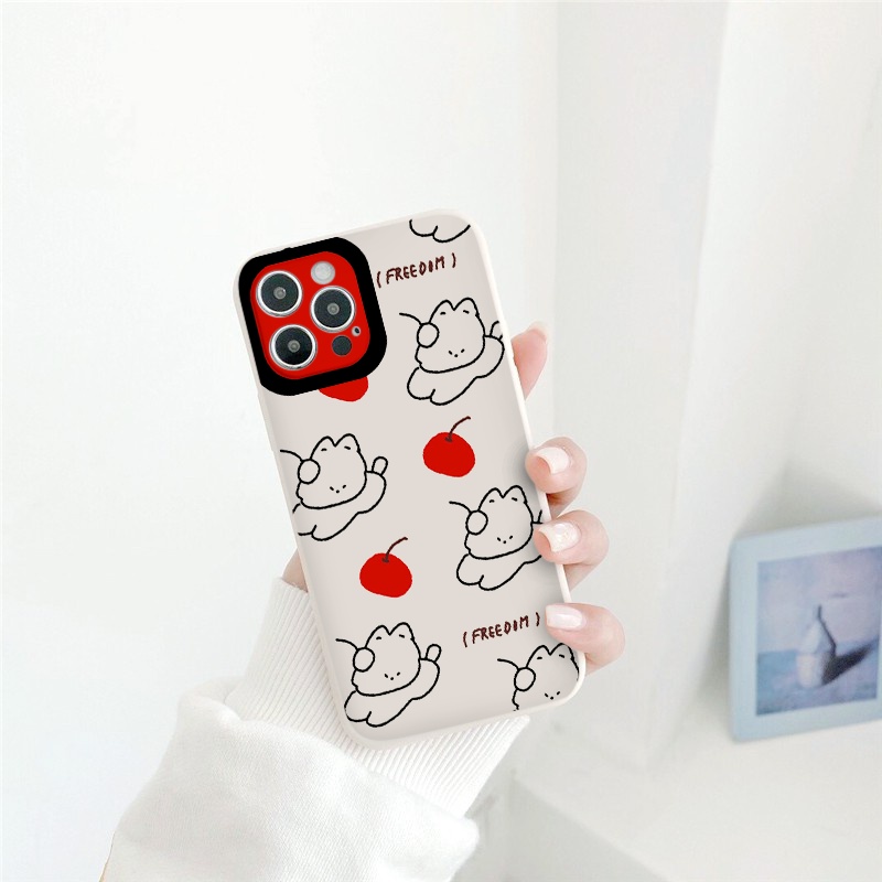 Ốp iphone - Ốp lưng iphone cạnh vuông viền camera Cún cherry dành cho ip 6 đến 14promax - ng154