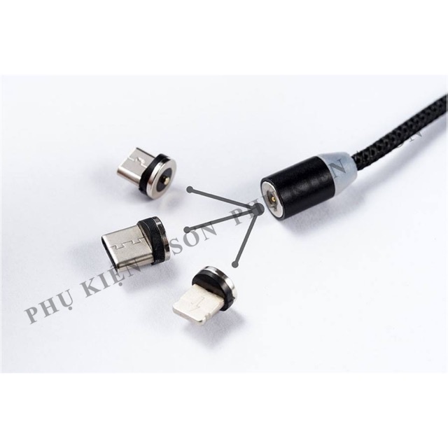 Cáp sạc nam châm tự hút 3 đầu nối ,Type C,Micro USB
