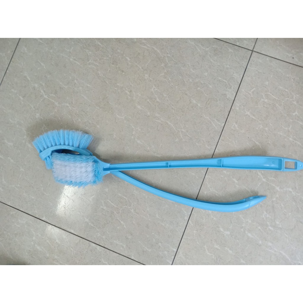 Chổi cọ Toilet, cọ nhà tắm, cọ nhà vệ sinh thiết kế 2 đầu thông minh siêu sạch 33*7.5*1cm màu ngẫu nhiên