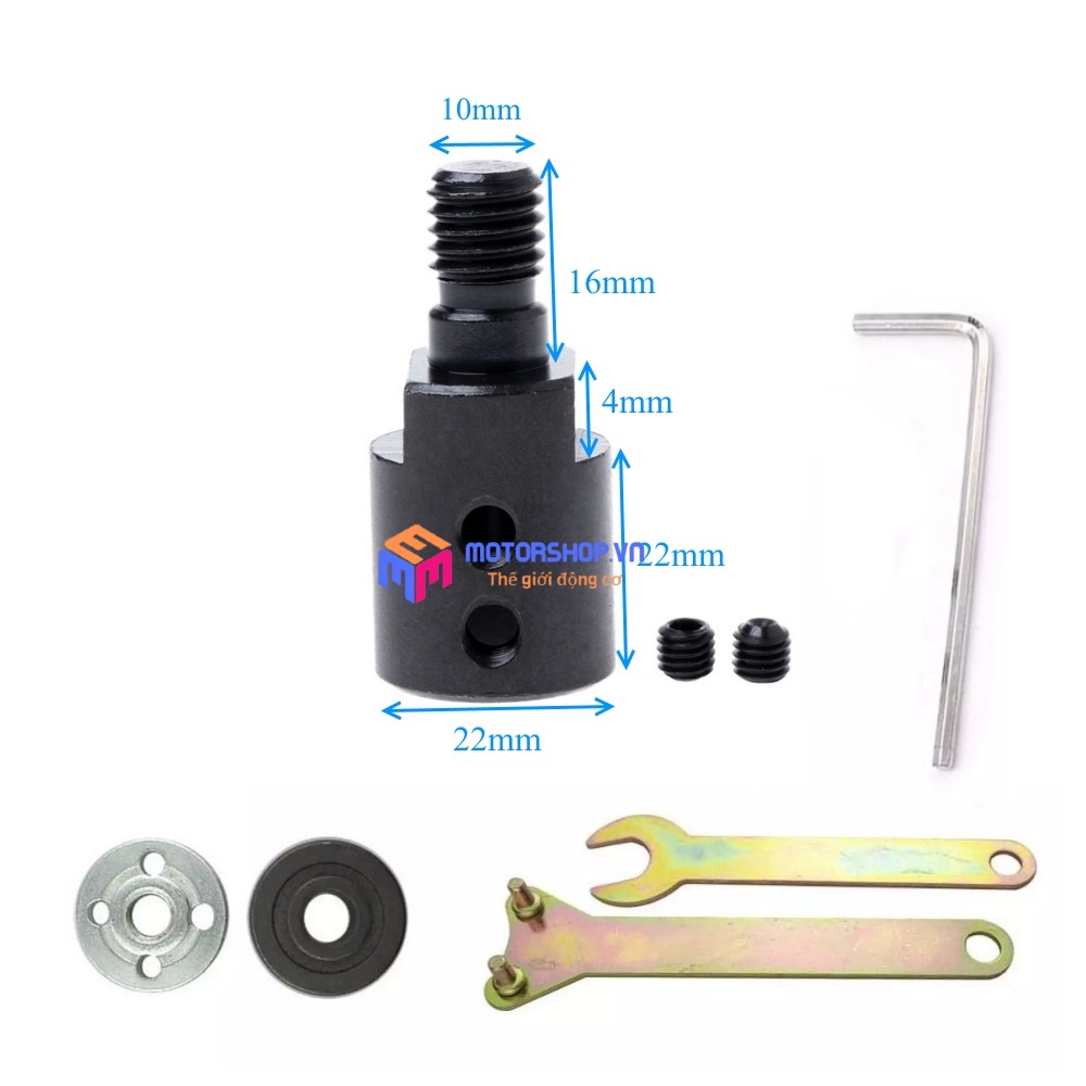 TRỤC M10-14MM KẸP ĐĨA CẮT, ĐĨA MÀI
