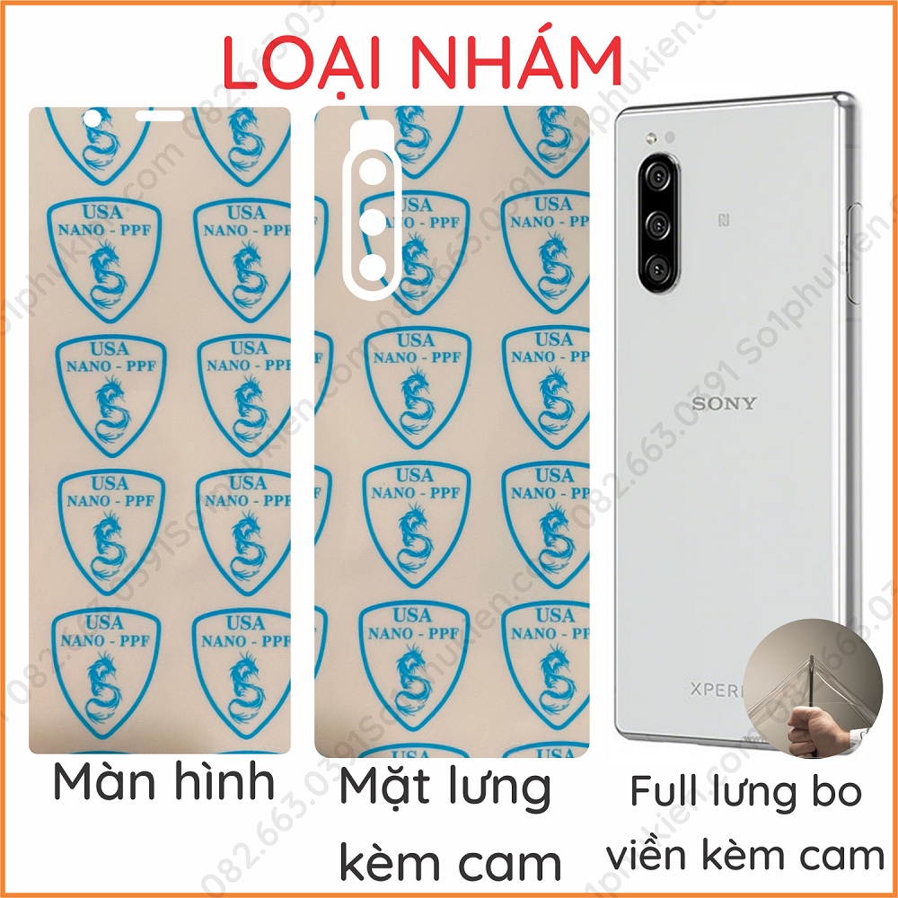 Dán ppf Sony Xperia 5 / 5+ ( 5 plus ) / 5 mark II  / 5 III (5III) trong, nhám dành cho màn hình, mặt lưng, full viền