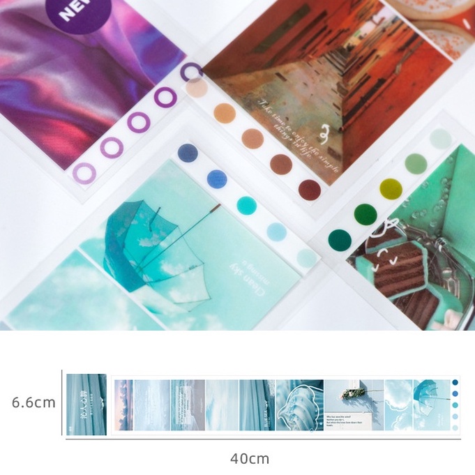 Sticker aesthetics, nhãn dán vintage cổ điển phong cảnh hoa lá, hình ảnh bầu trời màu sắc trang trí DIY, nhật ký, sổ tay