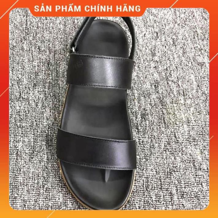 Dép sandal da nam HÀNG VIỆT NAM XUẤT KHẨU - da bò thật 100%, đế khâu chắc chắn màu đen đi mùa hè