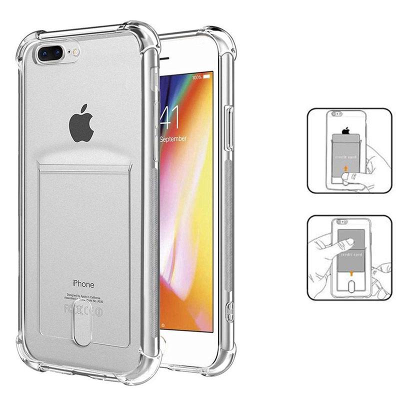 Ốp lưng mềm chống sốc có ngăn đựng thẻ cho iPhone X XS Max iPhone 5S 7 6 6S Plus