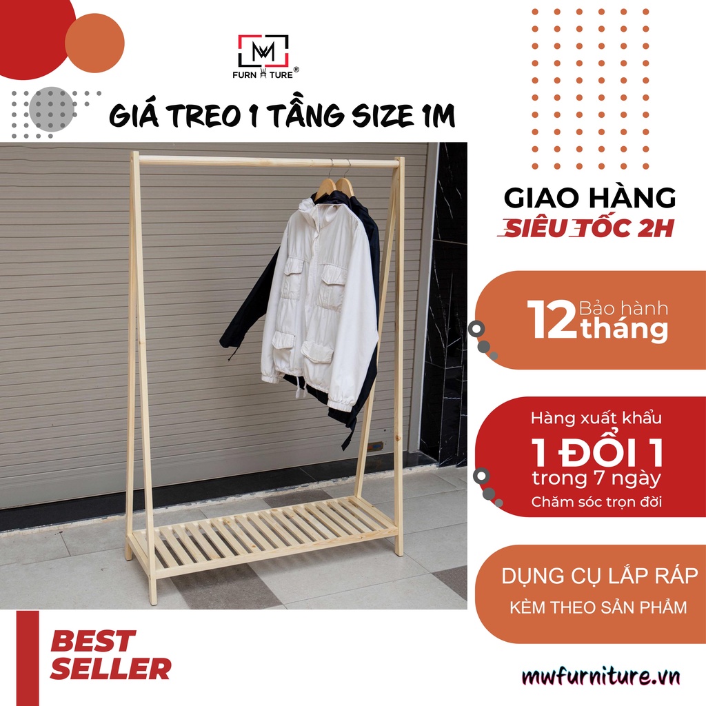 Giá treo quần áo chữ A 1 tầng nhiều màu size 100x38x148 cm - MW FURNITURE - Nội thất căn hộ