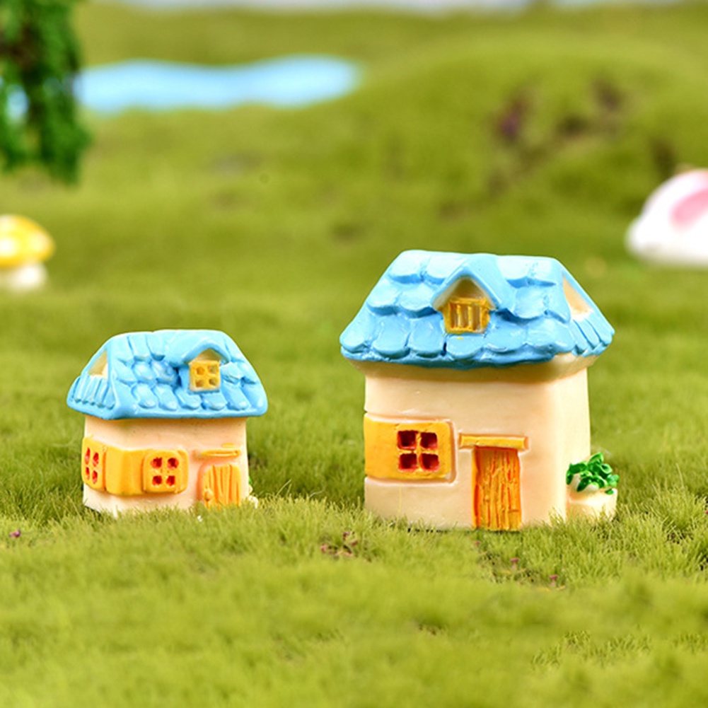 【SPP】Fairy Garden Miniature Resin House Church Micro Landscape Bonsai Ornament Decor
