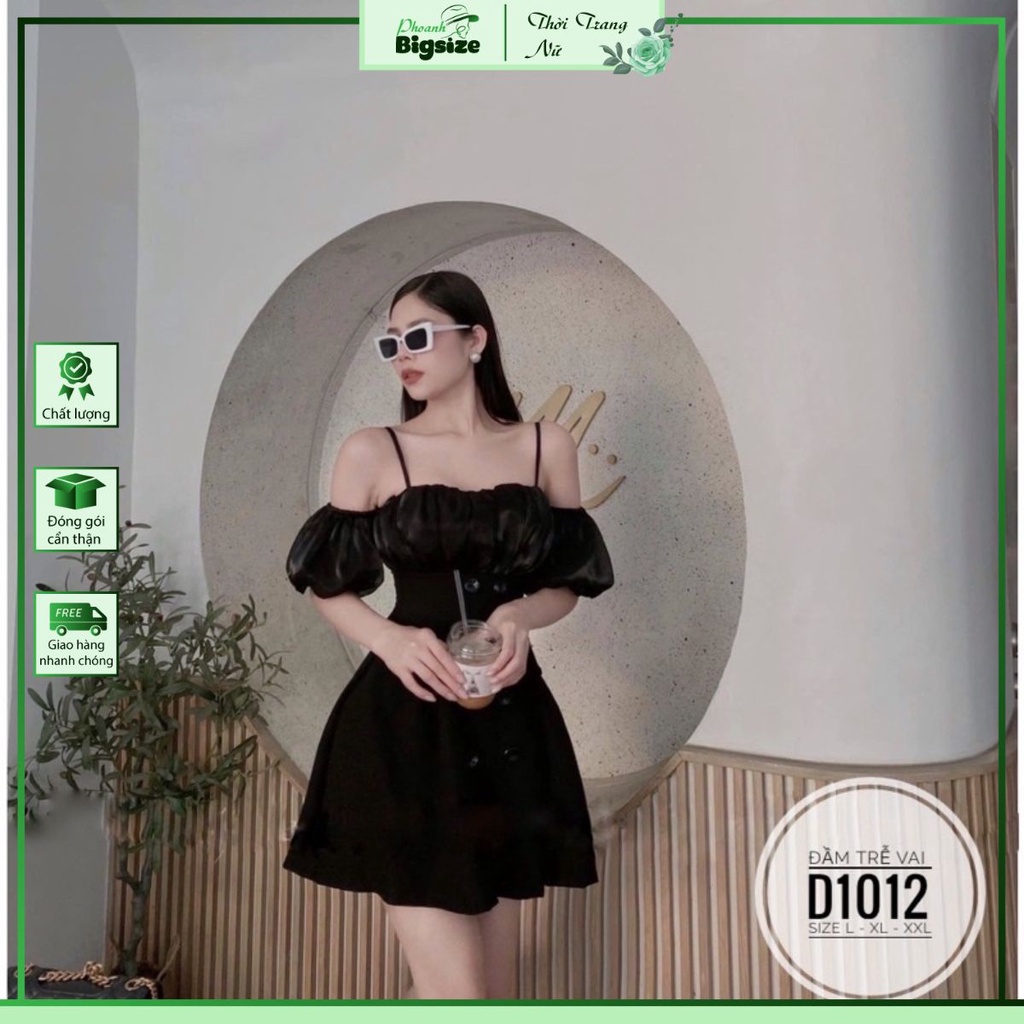 (60-90kg) BIGSIZE Đầm trễ vai D1012