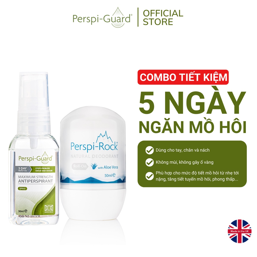 Combo xịt khử mùi Perspi-Guard 30ml + Lăn khử mùi Perspi-Rock 50ml