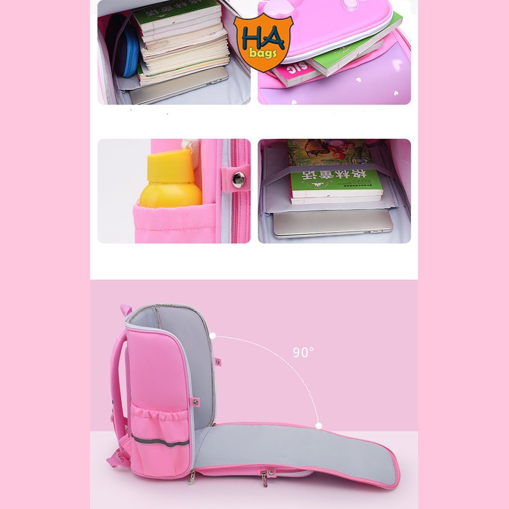 Cặp sách chống gù HA1019, balo đi học kích thước 41x31x21cm phù hợp cho học sinh lớp 4,5,6