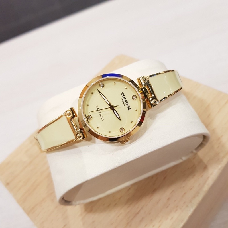 Đồng hồ nữ SUNRISE 9991SB màu vang Vành Đá sang trọng,full hộp thẻ chính hãng