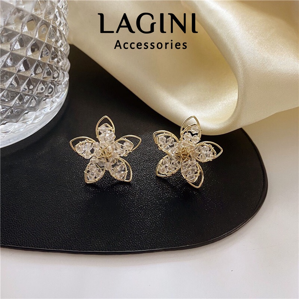 Bông tai khuyên tai bạc 925 hoa pha lê Lagini
