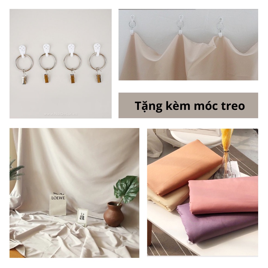 Phông Vải Nền, Background Chụp Ảnh, Vải Trơn chụp Studio, Lookbook hoặc Livestream khổ lớn (tặng kèm 4 móc treo)