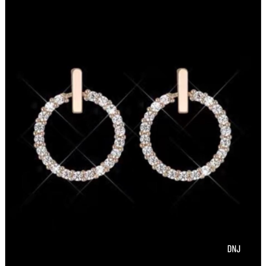 Khuyên tai nữ bạc thật hình tròn nạm đá sang chảnh - Kho sỉ bạc Nhất Linh