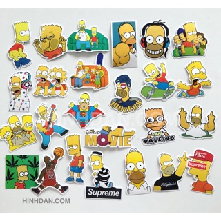 Bộ 25 sticker SIMPSON (loại bóng) decal hình dán chống nước trang trí xe, laptop, nón bảo hiểm