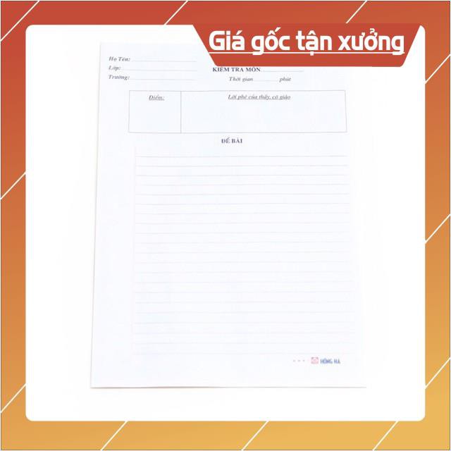 [ĐỔ BUÔN GIÁ SỈ] Giấy kiểm tra Hồng Hà- Tập giấy kiểm tra cấp 1, cấp 2 gồm 50 tờ đôi