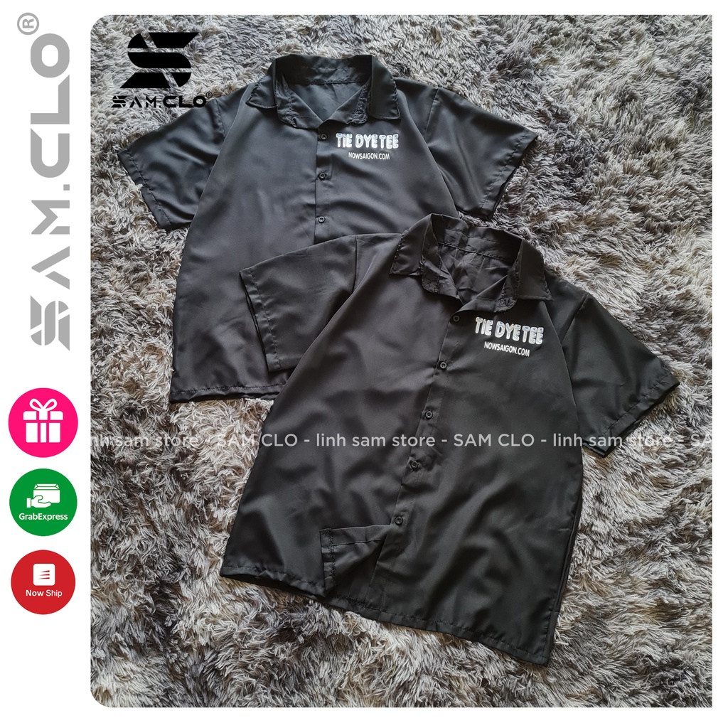 Áo SƠ MI NỮ form rộng cổ bẻ tay ngắn - lỡ dáng ulzzang freesize unisex mặc cặp, nhóm in chữ TIE DYE TEE màu đen | BigBuy360 - bigbuy360.vn
