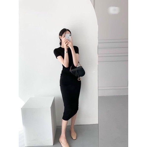 VÁY BODY THIẾT KẾ DÚM HÔNG MÀU ĐEN CỰC SANG CHO CHỊ EM